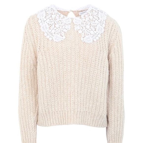 Topshop crochet exaggerated collar sweater in ecru size XL - Picture 1 of 10